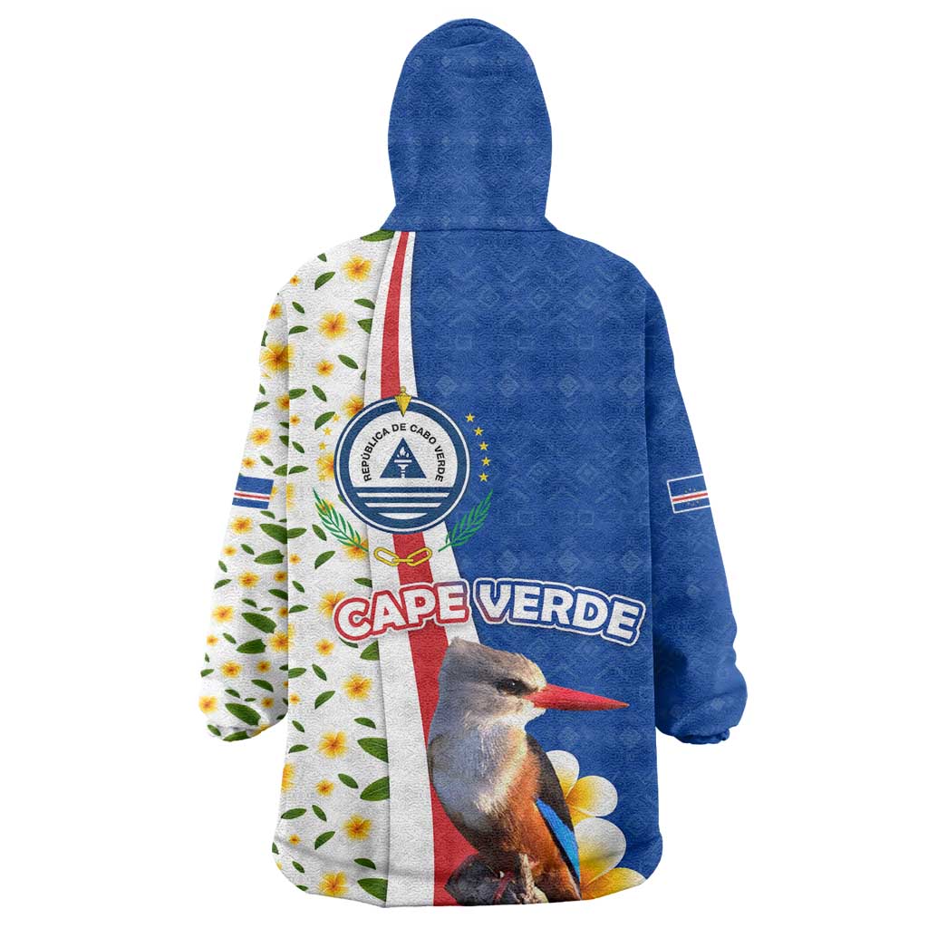 Cape Verde Kid Wearable Blanket Hoodie Kingfisher Bird Floral Flag Spirit - African Pride
