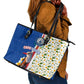 Cape Verde Leather Tote Bag Kingfisher Bird Floral Flag Spirit - African Pride