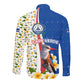 Cape Verde Long Sleeve Button Shirt Kingfisher Bird Floral Flag Spirit - African Pride