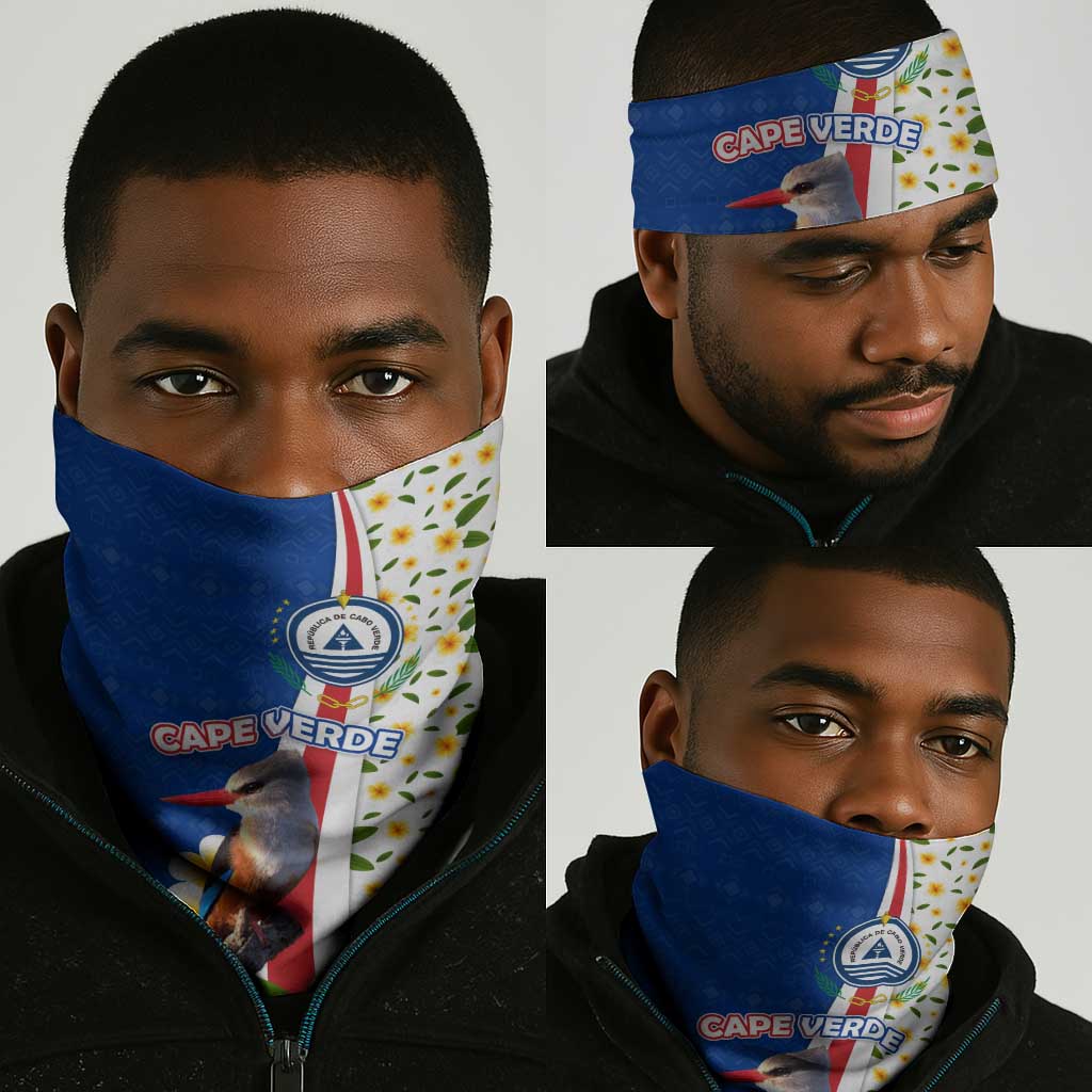 Cape Verde Neck Gaiter Kingfisher Bird Floral Flag Spirit TS04