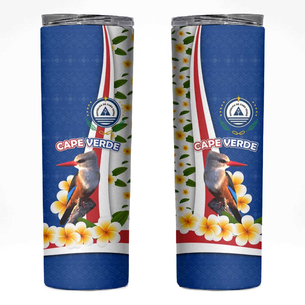 Cape Verde Skinny Tumbler Kingfisher Bird Floral Flag Spirit - African Pride