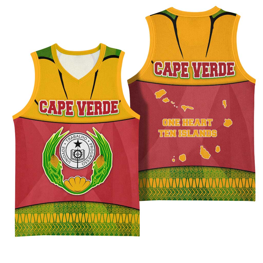 Cape Verde Basketball Jersey One Heart Ten Islands National Emblem Spirit TS04
