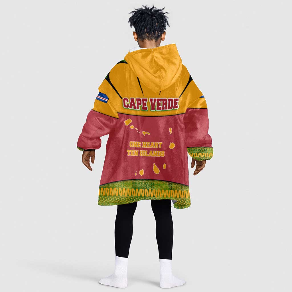 Cape Verde Kid Wearable Blanket Hoodie One Heart Ten Islands National Emblem Spirit - African Pride