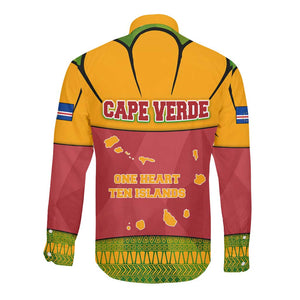 Cape Verde Long Sleeve Button Shirt One Heart Ten Islands National Emblem Spirit - African Pride