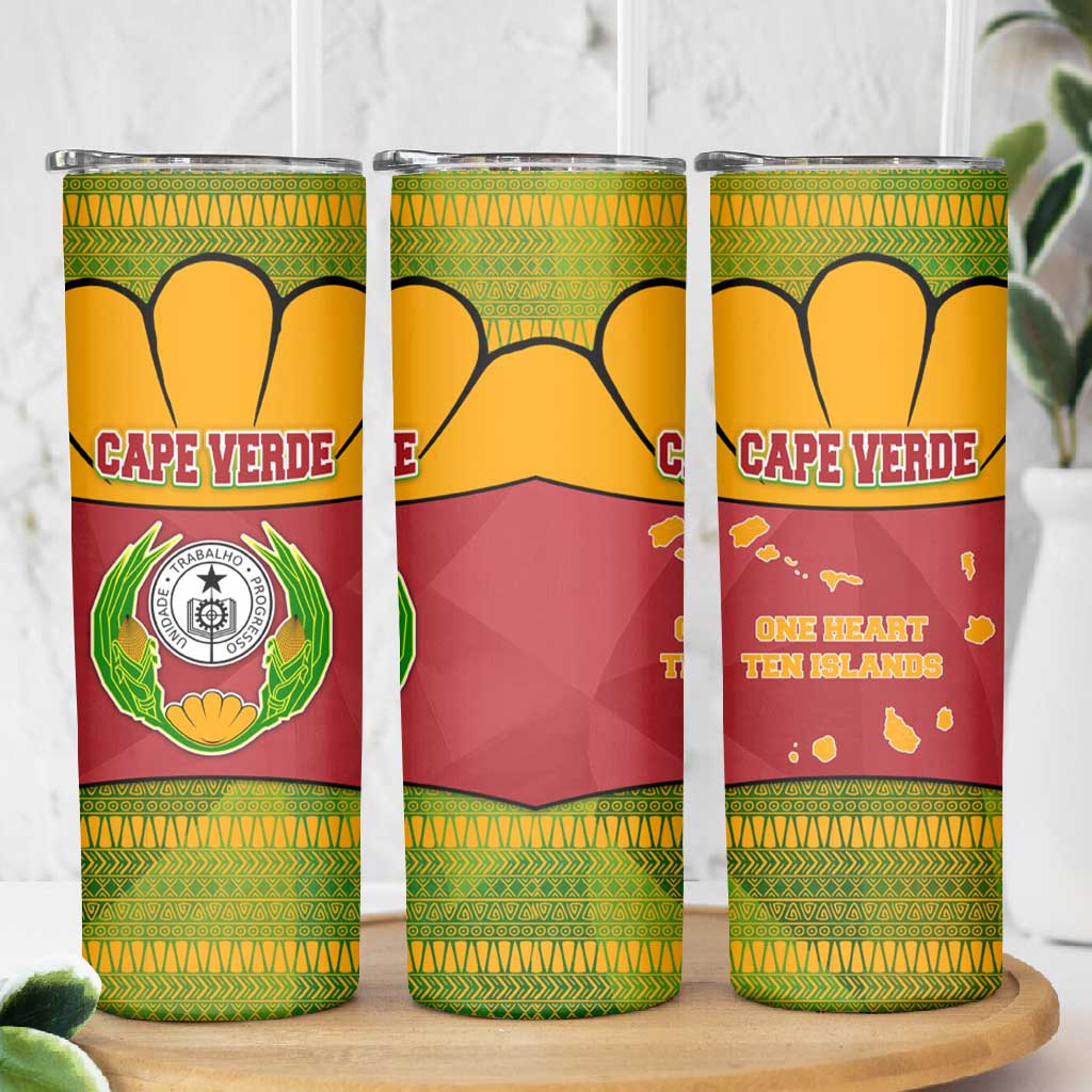 Cape Verde Skinny Tumbler One Heart Ten Islands National Emblem Spirit - African Pride