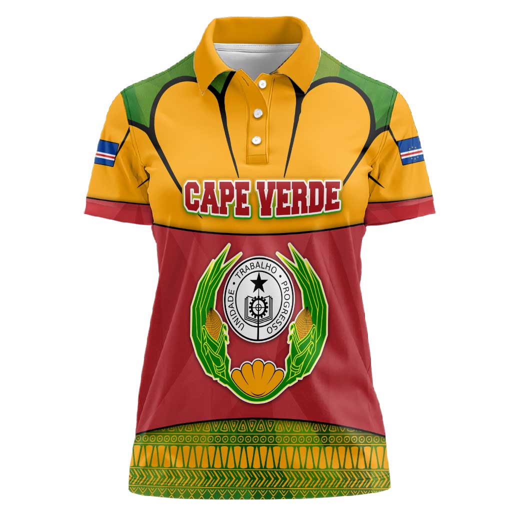 Cape Verde Women Polo Shirt One Heart Ten Islands National Emblem Spirit - African Pride