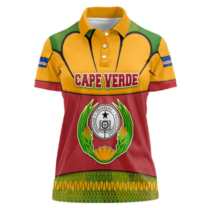 Cape Verde Women Polo Shirt One Heart Ten Islands National Emblem Spirit - African Pride