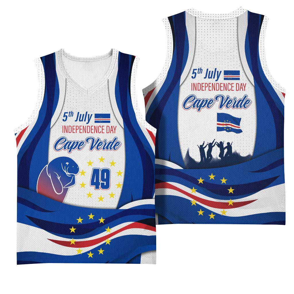 Cape Verde Basketball Jersey with Independence Day 5th July Flag Celebration Spirit TS04