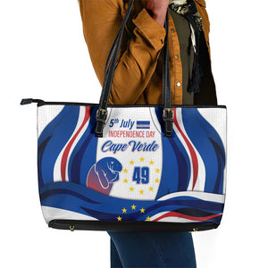 Cape Verde Leather Tote Bag with Independence Day 5th July Flag Celebration Spirit