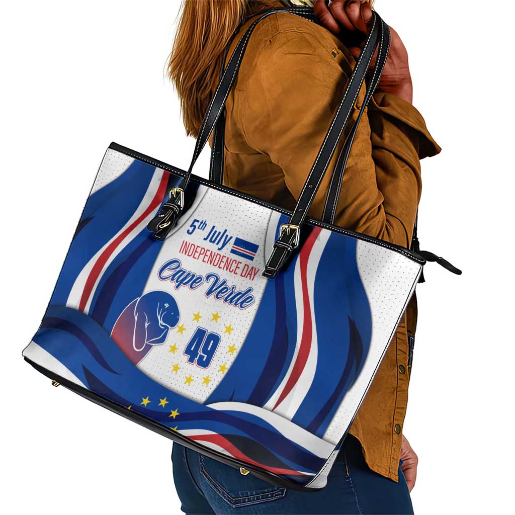 Cape Verde Leather Tote Bag with Independence Day 5th July Flag Celebration Spirit