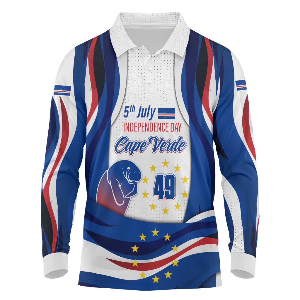 Cape Verde Long Sleeve Polo Shirt with Independence Day 5th July Flag Celebration Spirit