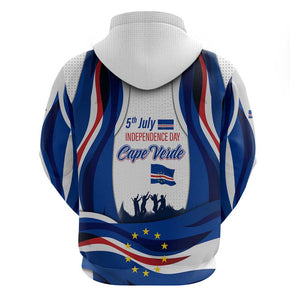 Cape Verde Zip Hoodie with Independence Day 5th July Flag Celebration Spirit
