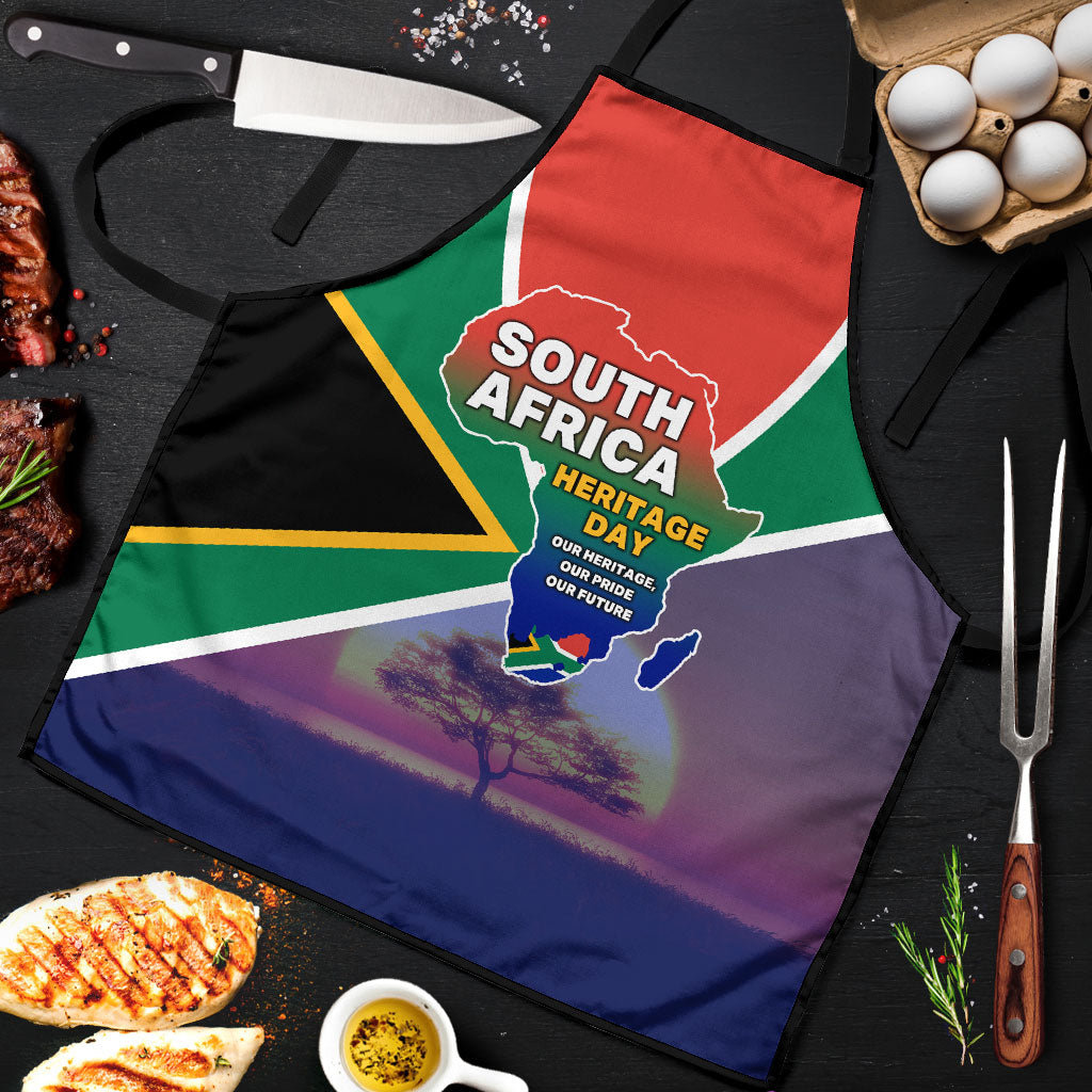 South Africa Heritage Day Apron Celebrating Roots Flag Map Sunset Savanna