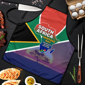 South Africa Heritage Day Apron Celebrating Roots Flag Map Sunset Savanna