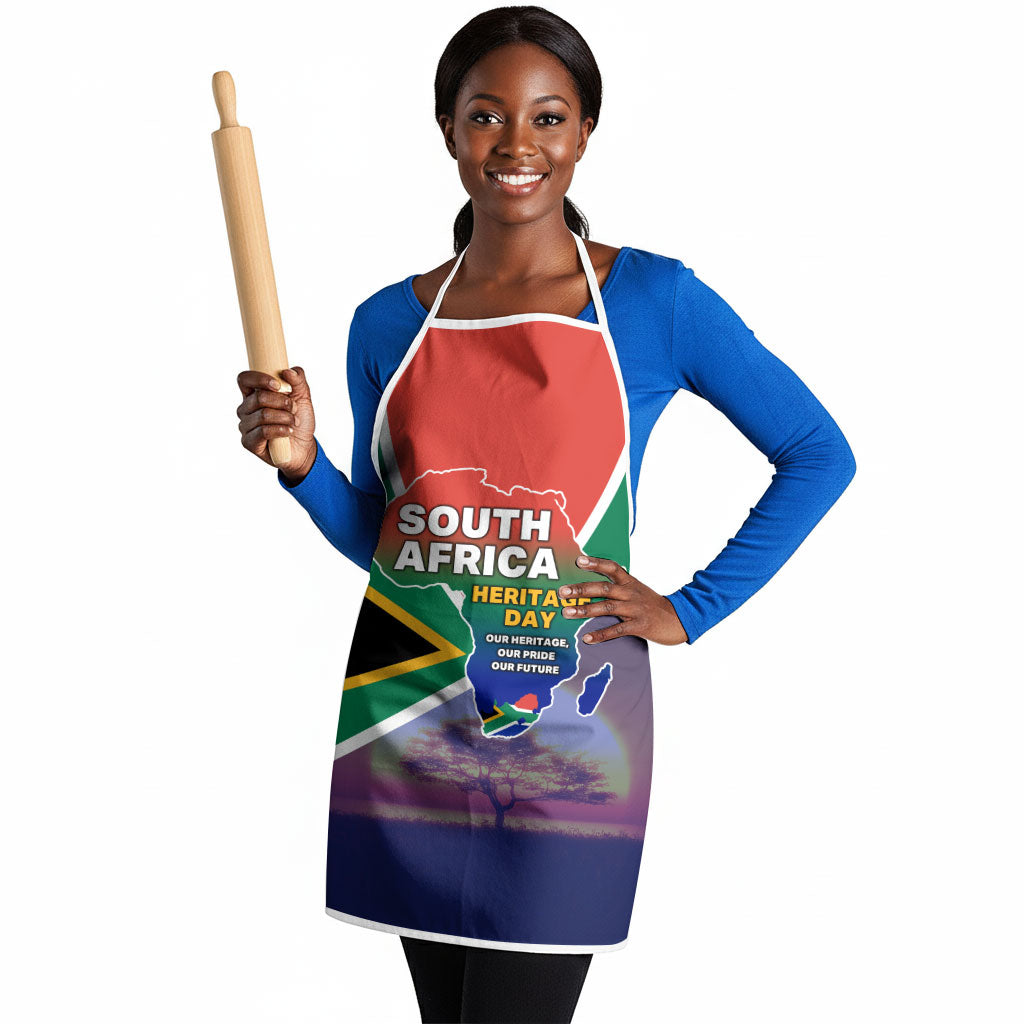 South Africa Heritage Day Apron Celebrating Roots Flag Map Sunset Savanna