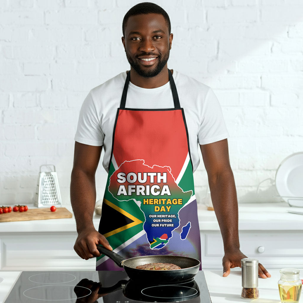 South Africa Heritage Day Apron Celebrating Roots Flag Map Sunset Savanna