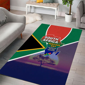 South Africa Heritage Day Area Rug Celebrating Roots Flag Map Sunset Savanna