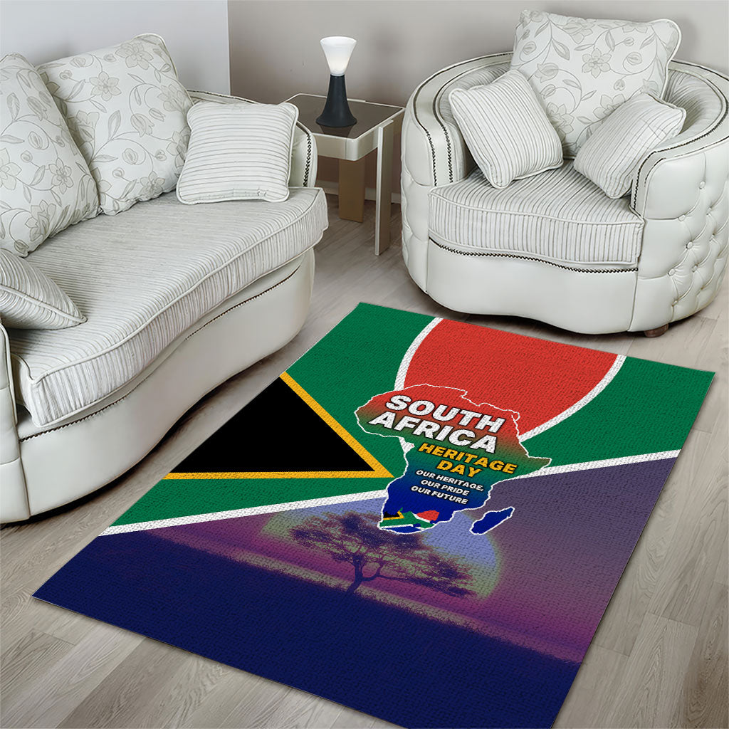 South Africa Heritage Day Area Rug Celebrating Roots Flag Map Sunset Savanna