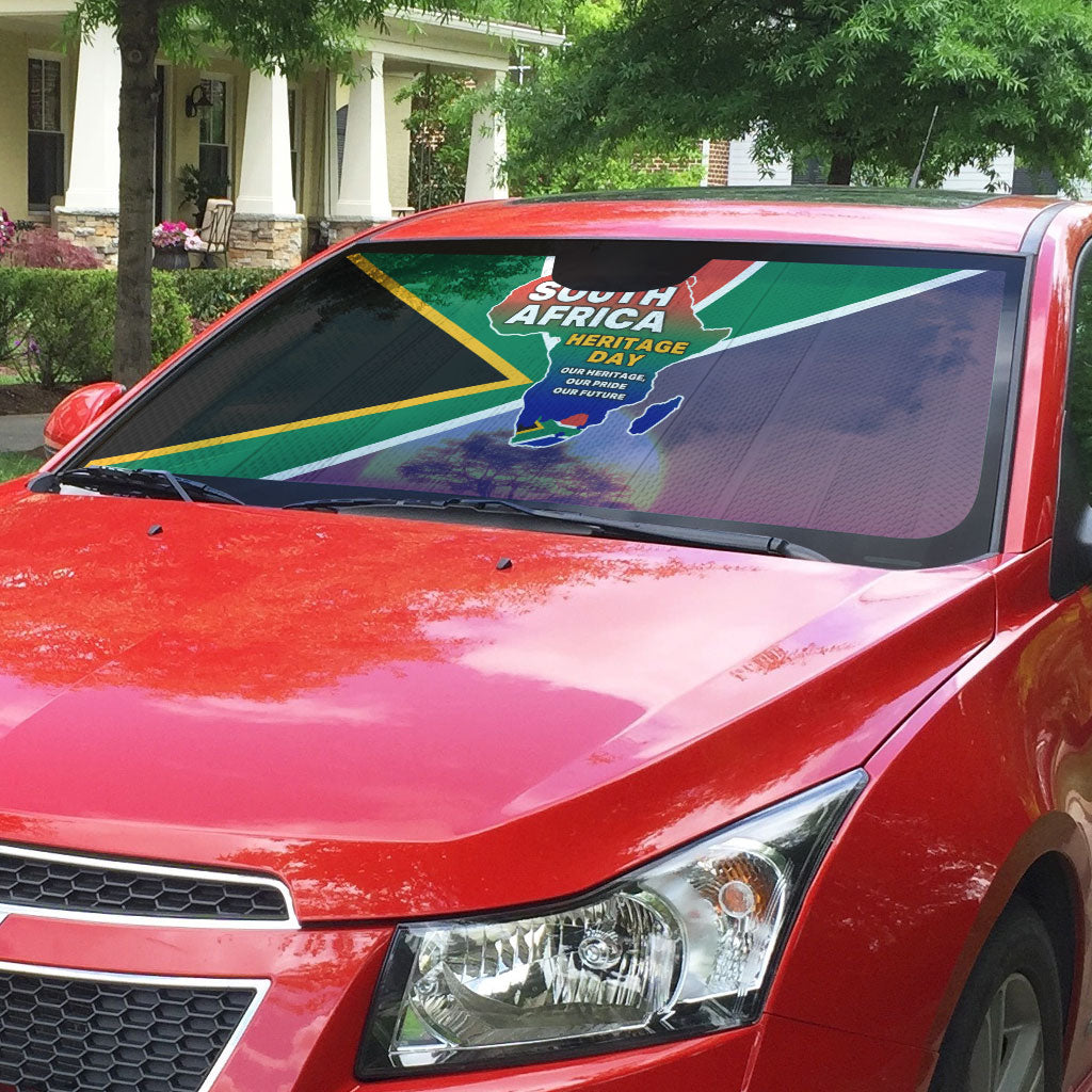 South Africa Heritage Day Auto Sun Shade Celebrating Roots Flag Map Sunset Savanna