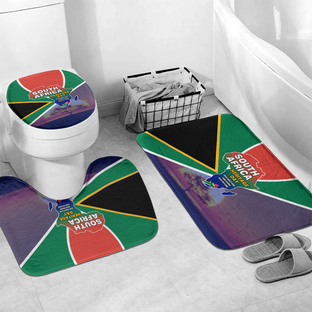 South Africa Heritage Day Bathroom Set Celebrating Roots Flag Map Sunset Savanna