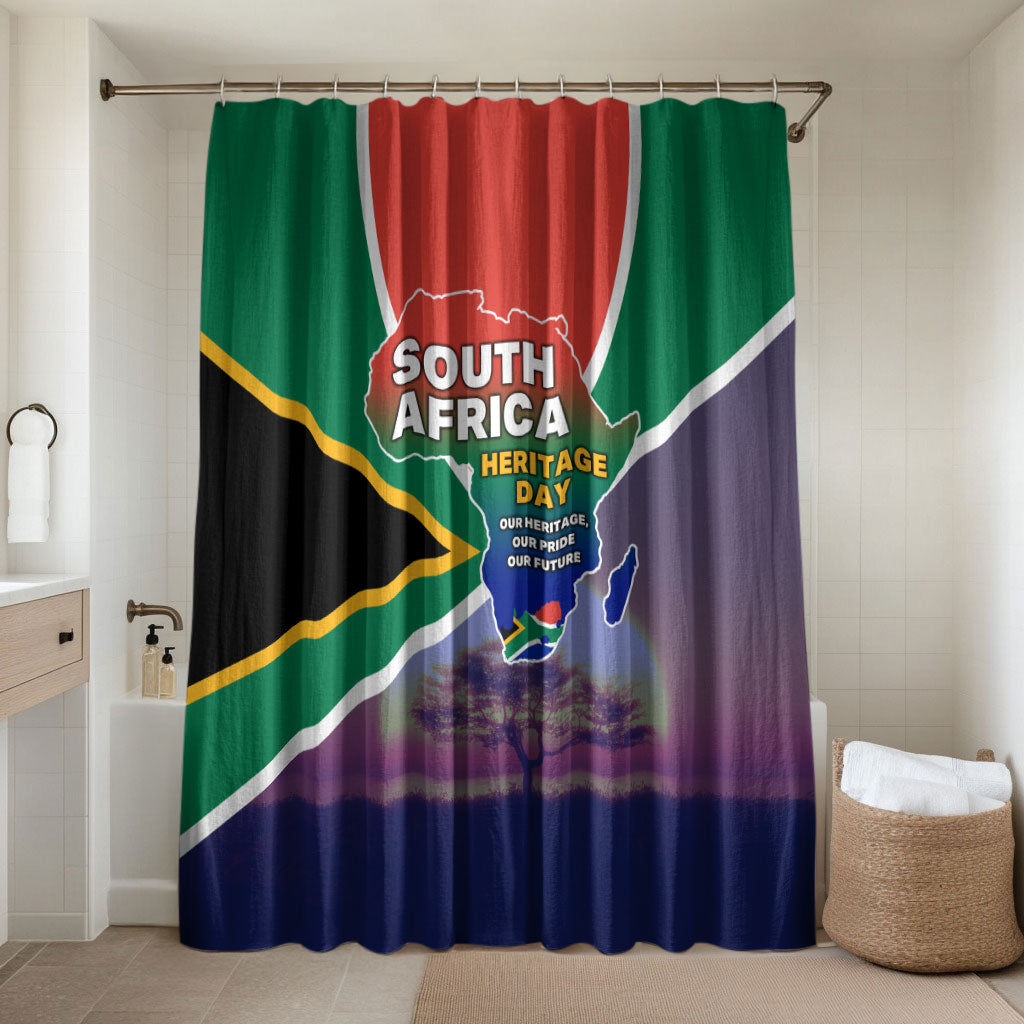 South Africa Heritage Day Bathroom Set Celebrating Roots Flag Map Sunset Savanna