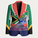 South Africa Heritage Day Blazer Celebrating Roots Flag Map Sunset Savanna