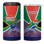 South Africa Heritage Day 4 in 1 Can Cooler Tumbler Celebrating Roots Flag Map Sunset Savanna