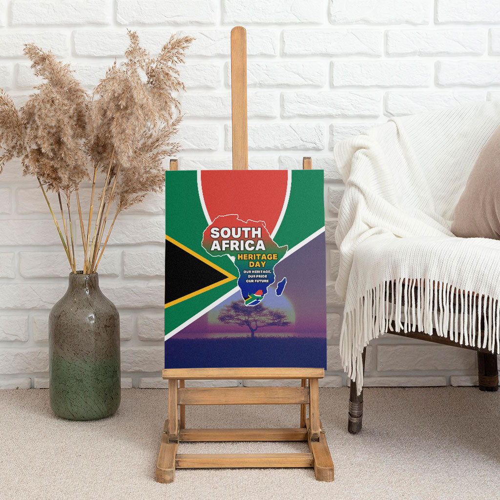 South Africa Heritage Day Canvas Wall Art Celebrating Roots Flag Map Sunset Savanna