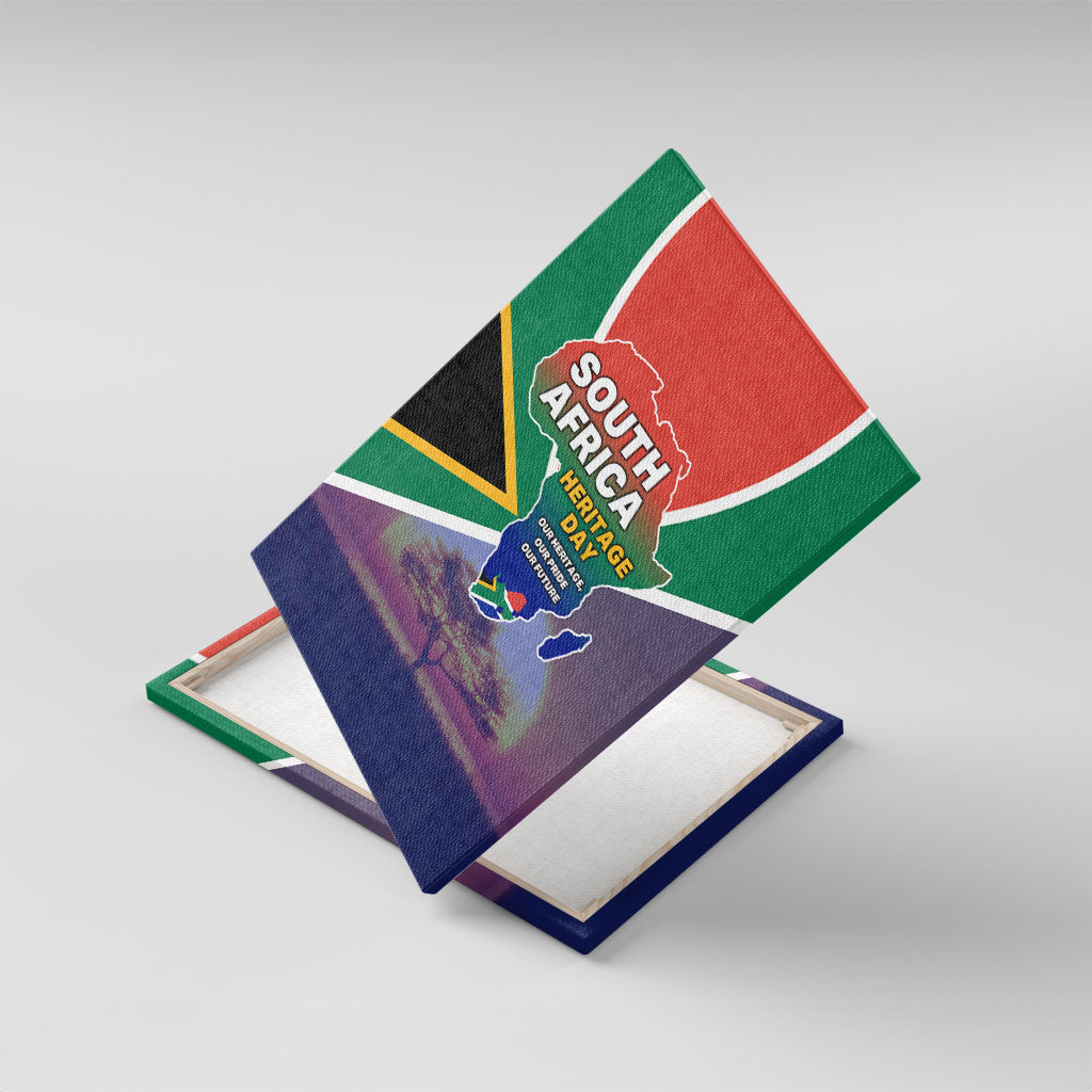 South Africa Heritage Day Canvas Wall Art Celebrating Roots Flag Map Sunset Savanna