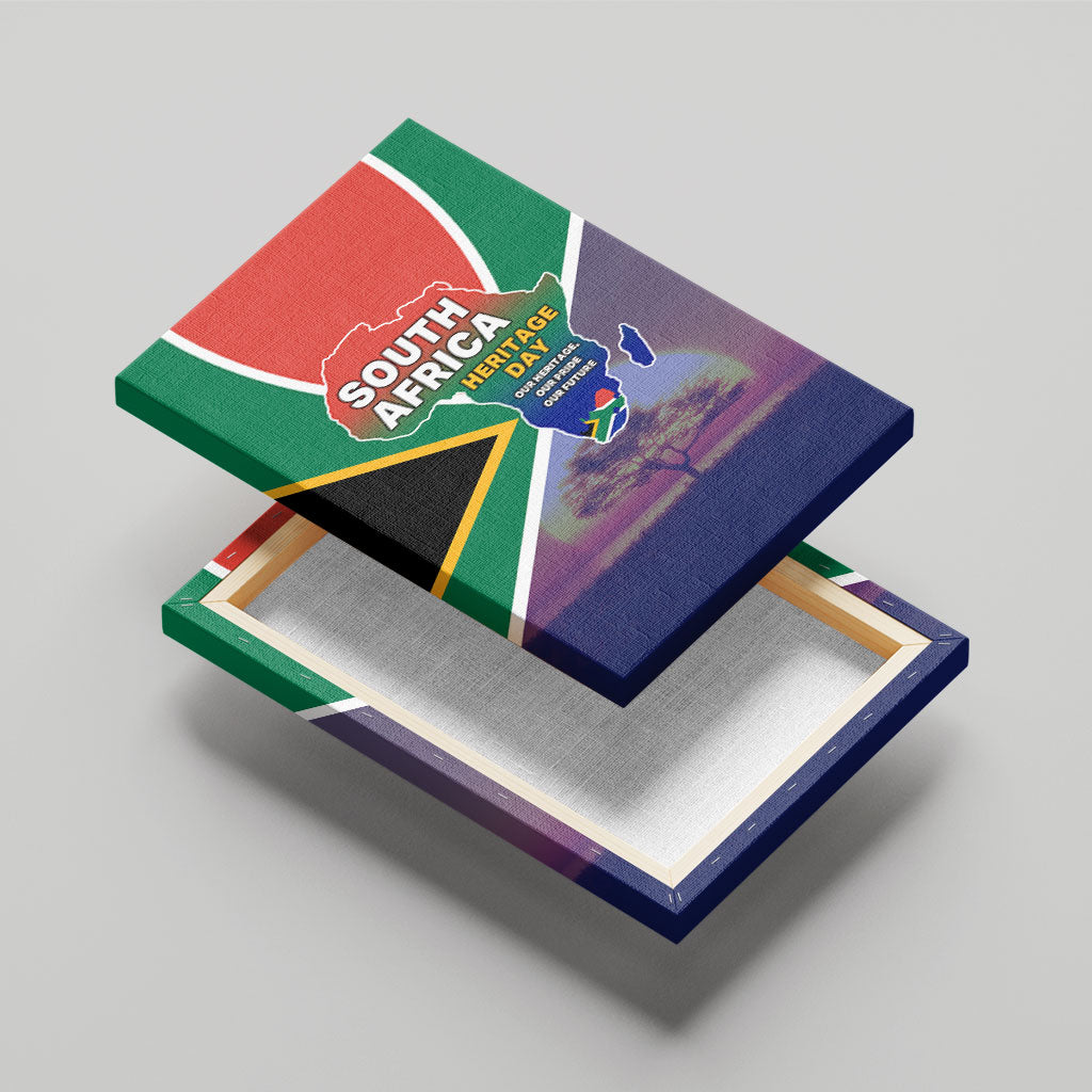 South Africa Heritage Day Canvas Wall Art Celebrating Roots Flag Map Sunset Savanna