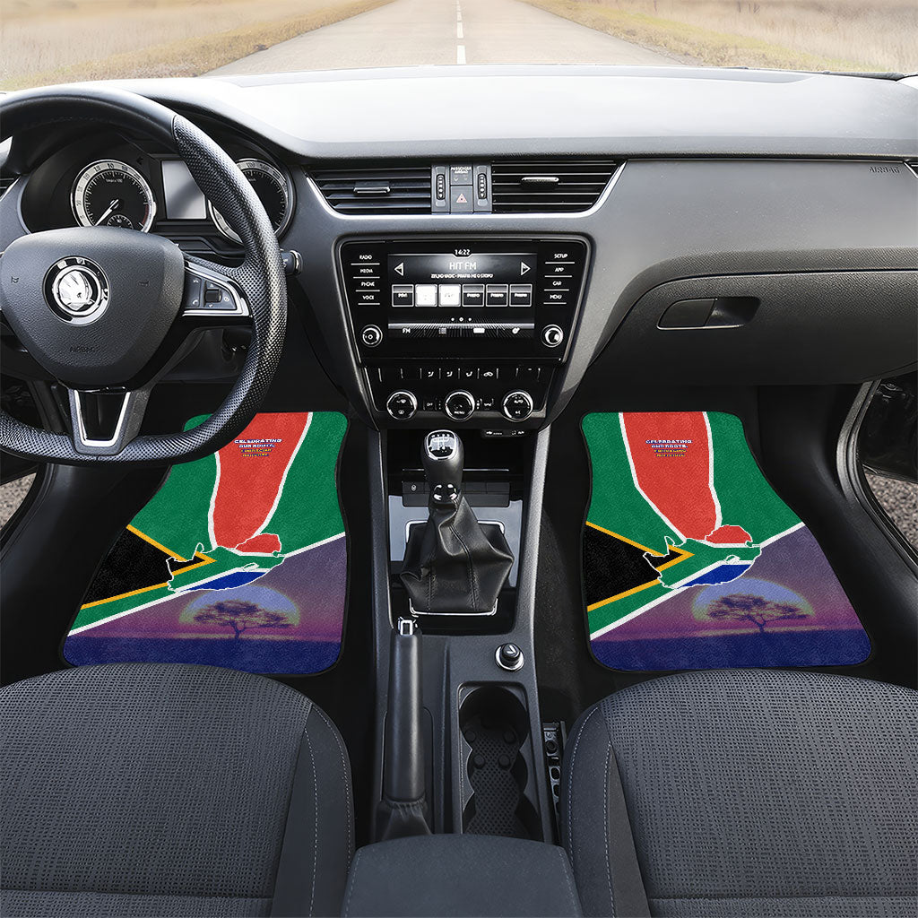 South Africa Heritage Day Car Mats Celebrating Roots Flag Map Sunset Savanna