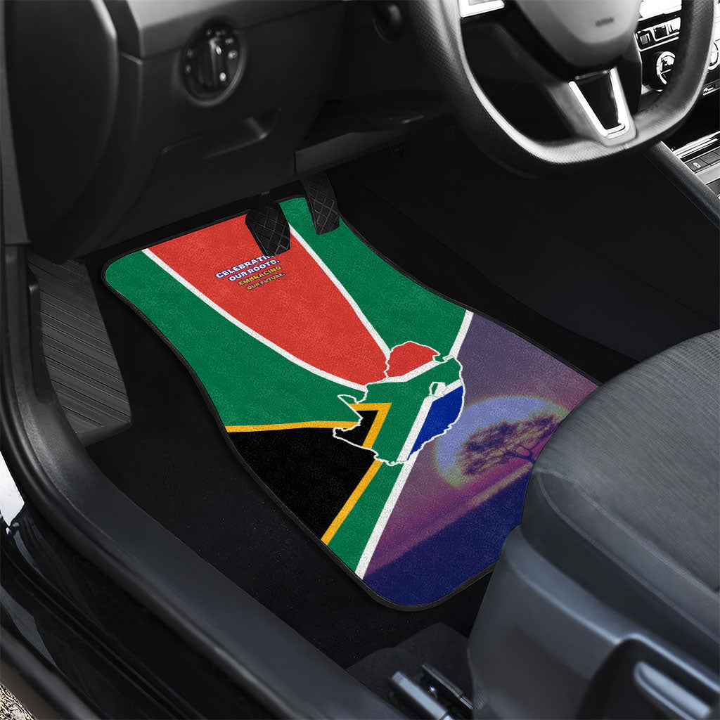 South Africa Heritage Day Car Mats Celebrating Roots Flag Map Sunset Savanna