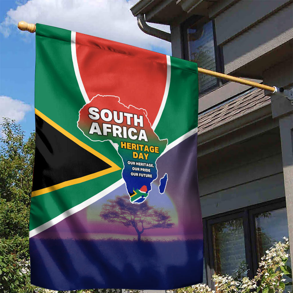 South Africa Heritage Day Garden Flag Celebrating Roots Flag Map Sunset Savanna