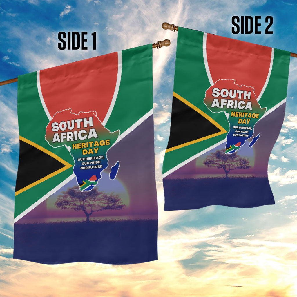 South Africa Heritage Day Garden Flag Celebrating Roots Flag Map Sunset Savanna