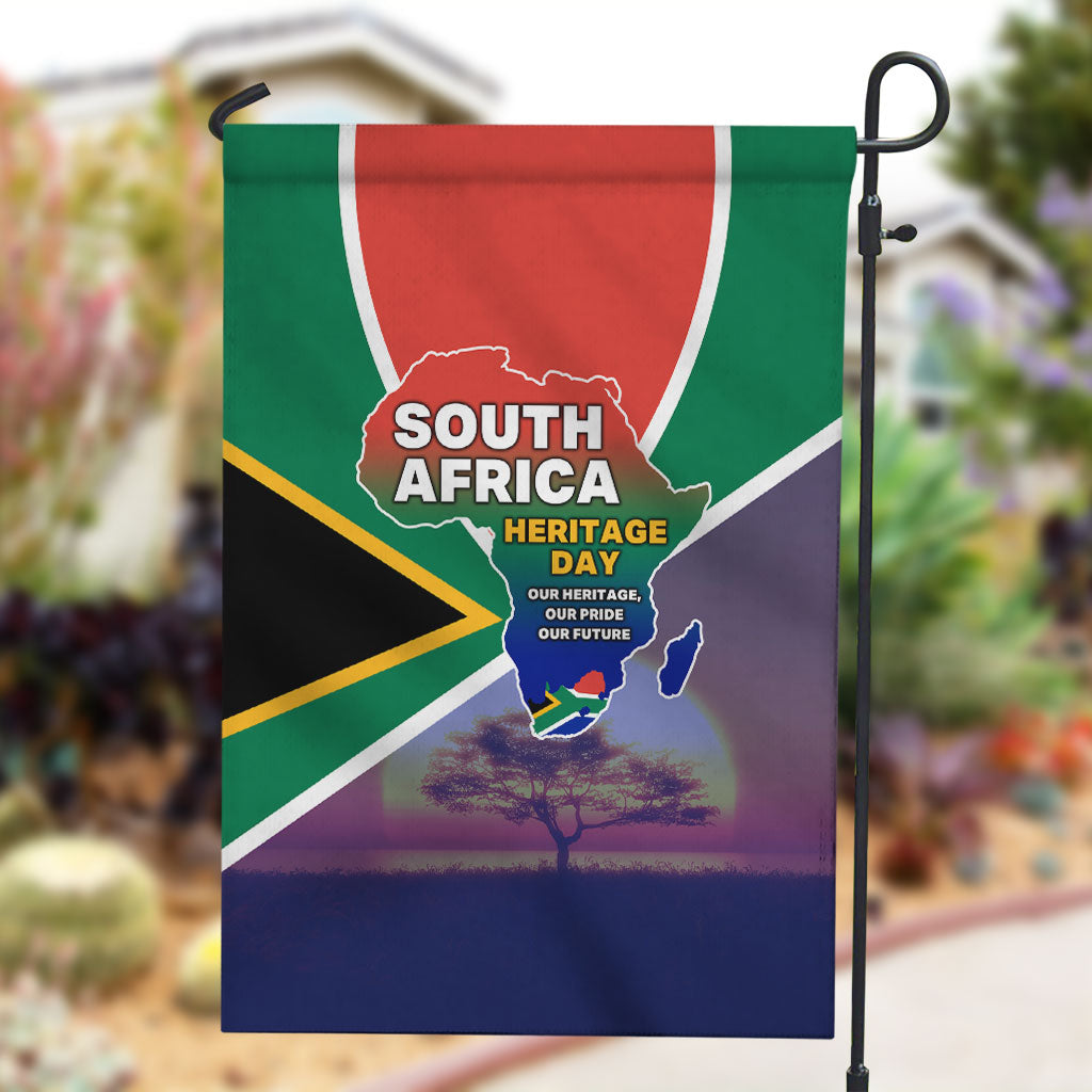 South Africa Heritage Day Garden Flag Celebrating Roots Flag Map Sunset Savanna