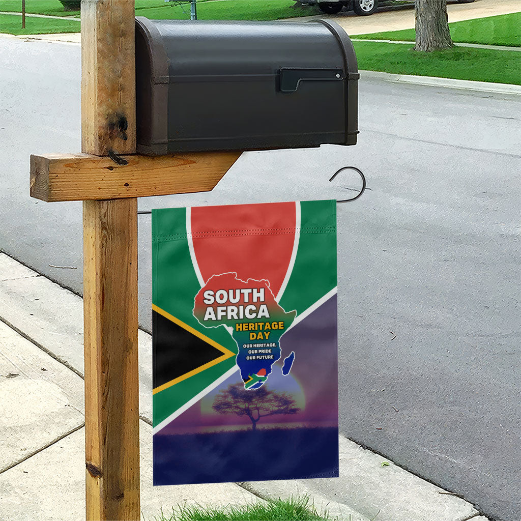 South Africa Heritage Day Garden Flag Celebrating Roots Flag Map Sunset Savanna