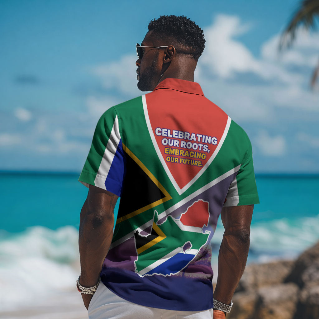South Africa Heritage Day Hawaiian Shirt Celebrating Roots Flag Map Sunset Savanna