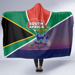 South Africa Heritage Day Hooded Blanket Celebrating Roots Flag Map Sunset Savanna
