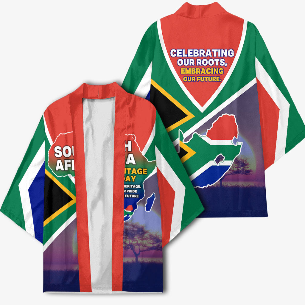 South Africa Heritage Day Kimono Celebrating Roots Flag Map Sunset Savanna