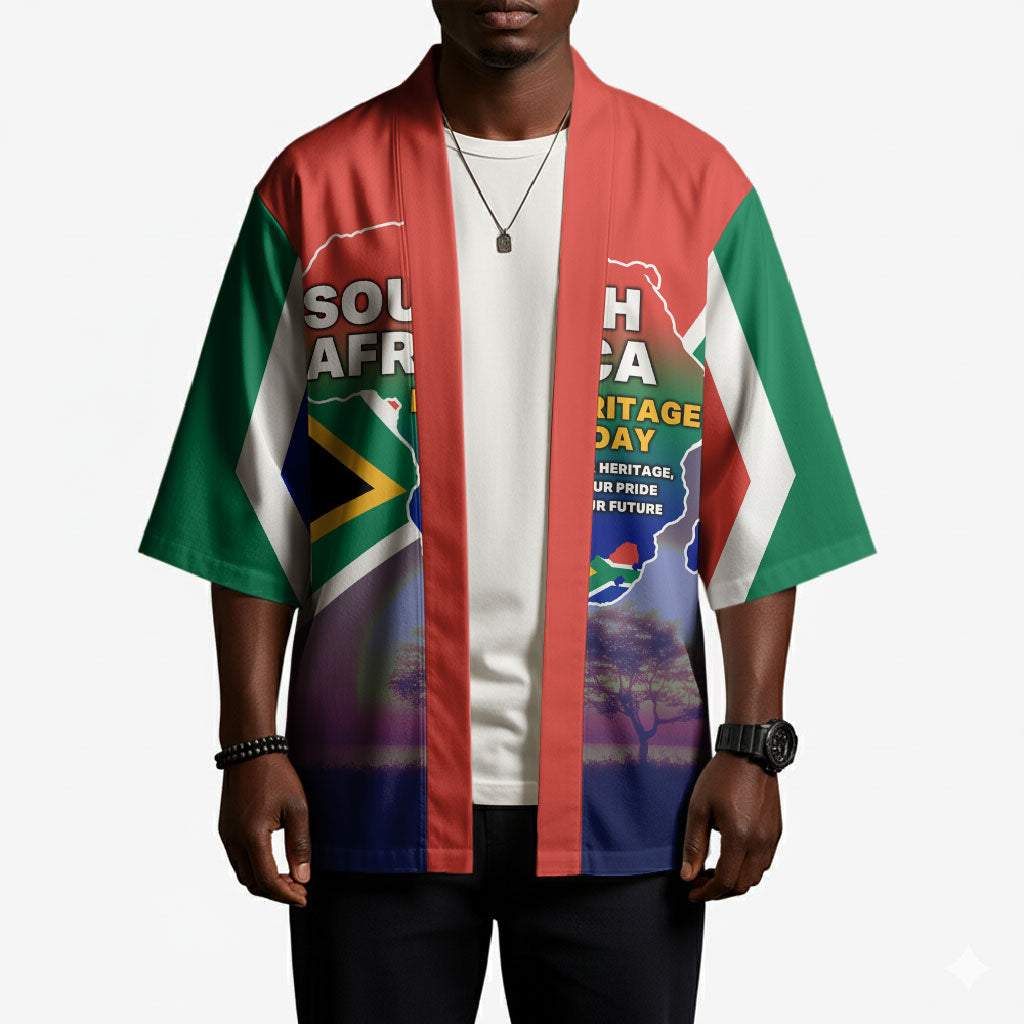 South Africa Heritage Day Kimono Celebrating Roots Flag Map Sunset Savanna