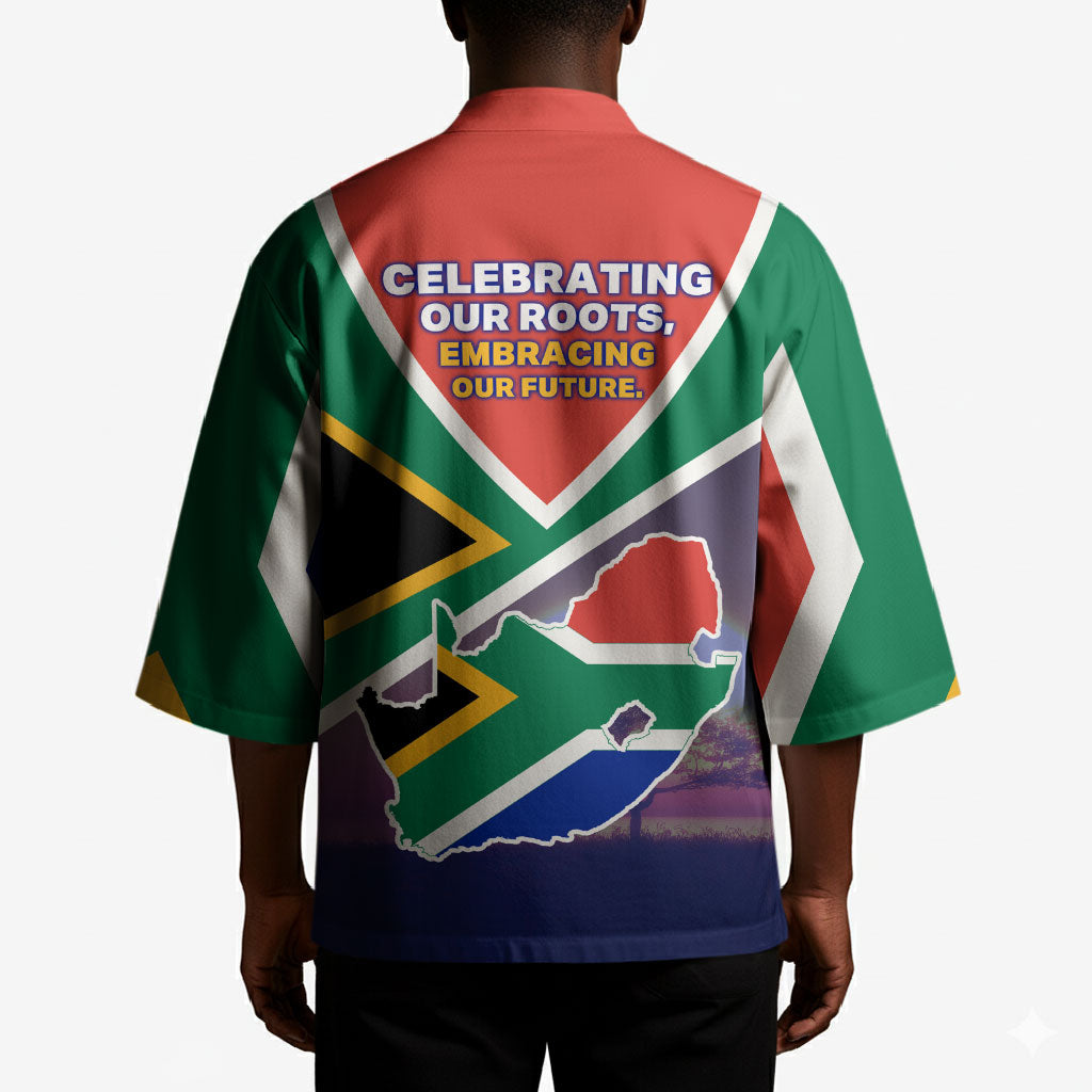 South Africa Heritage Day Kimono Celebrating Roots Flag Map Sunset Savanna