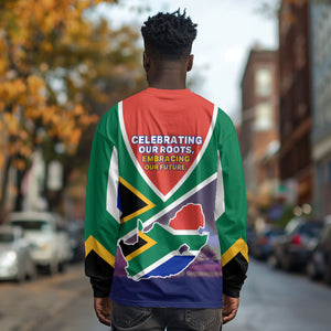 South Africa Heritage Day Long Sleeve Shirt Celebrating Roots Flag Map Sunset Savanna
