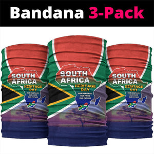 South Africa Heritage Day Neck Gaiter Celebrating Roots Flag Map Sunset Savanna