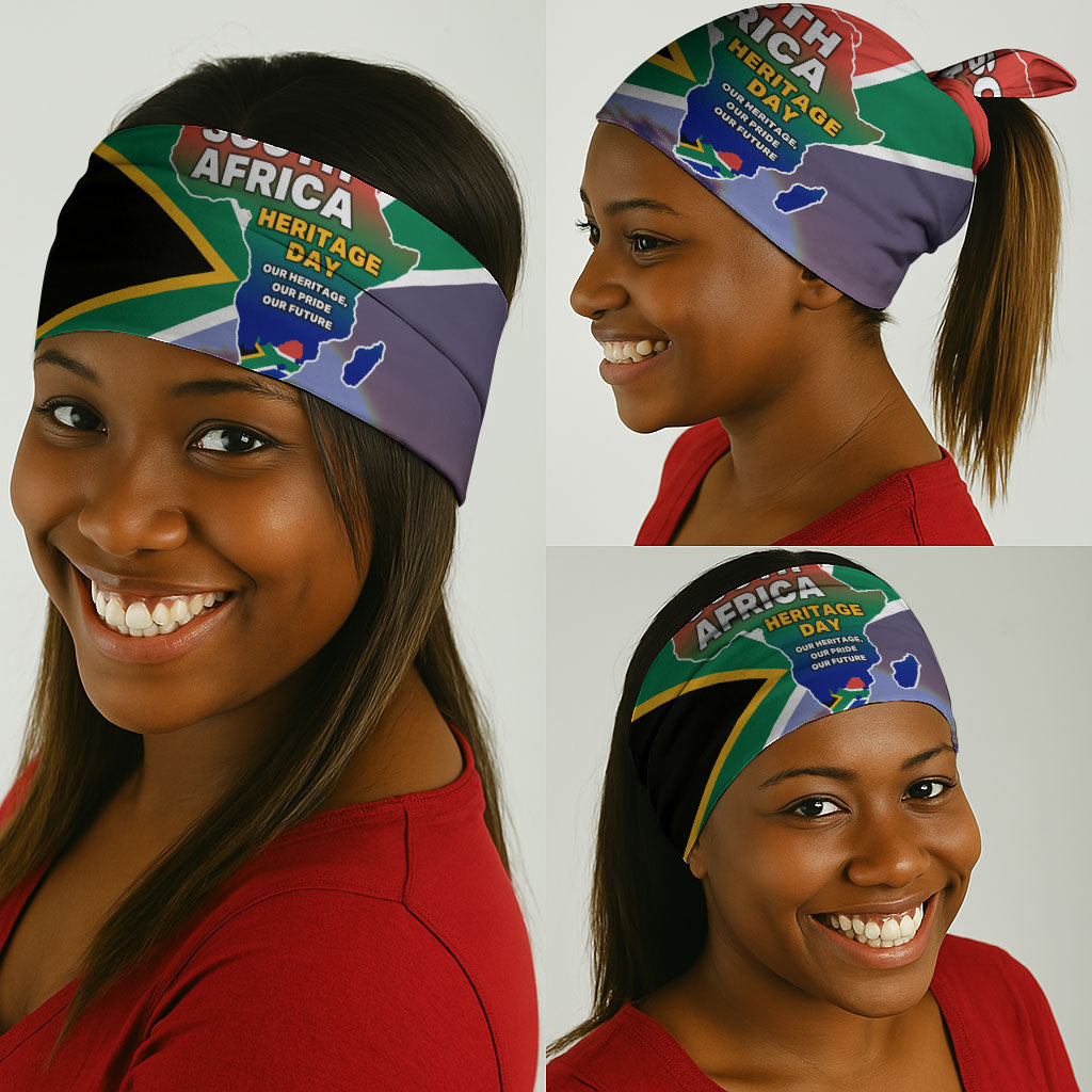 South Africa Heritage Day Neck Gaiter Celebrating Roots Flag Map Sunset Savanna