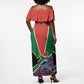 South Africa Heritage Day Off Shoulder Maxi Dress Celebrating Roots Flag Map Sunset Savanna