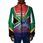 South Africa Heritage Day Padded Jacket Celebrating Roots Flag Map Sunset Savanna