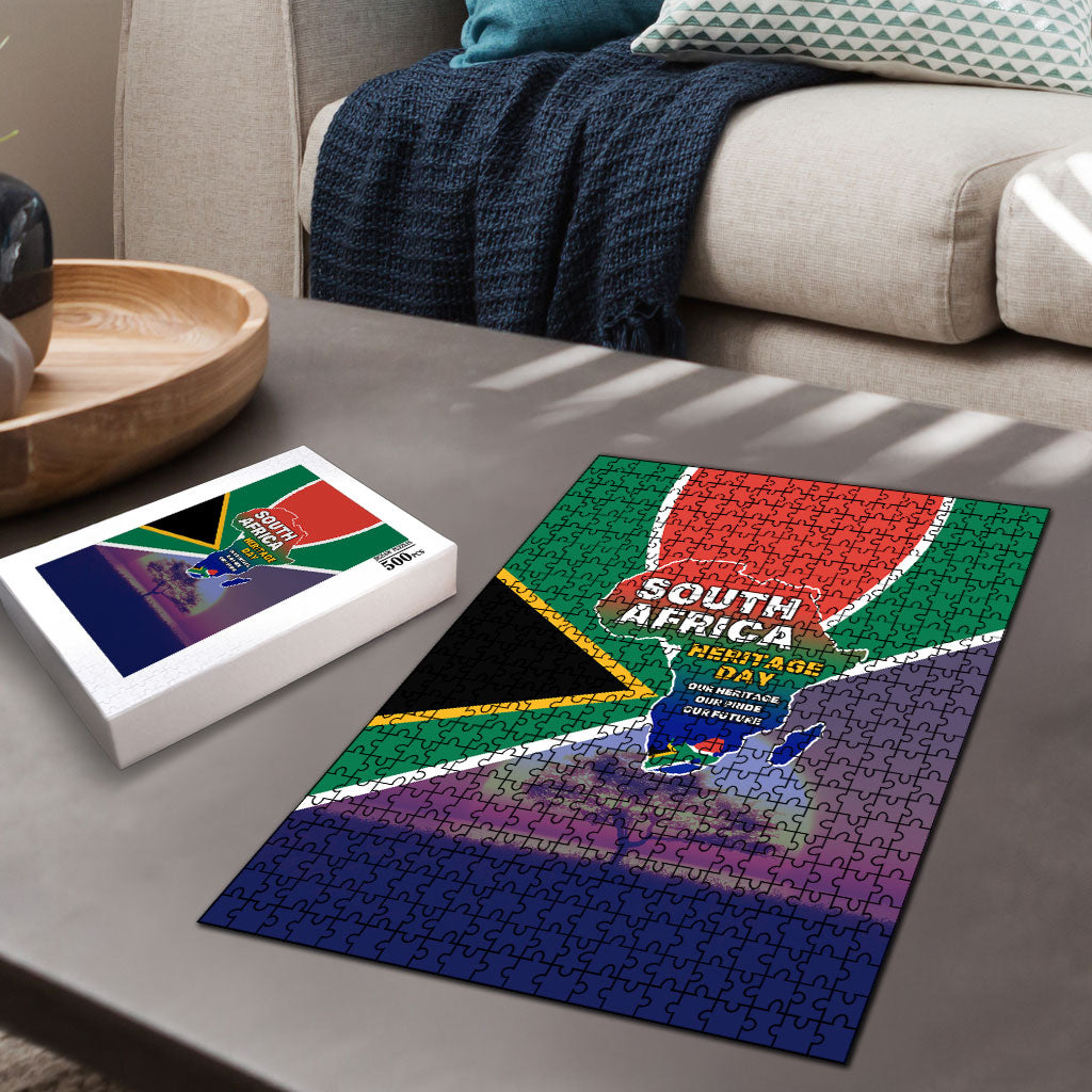 South Africa Heritage Day Puzzle Celebrating Roots Flag Map Sunset Savanna