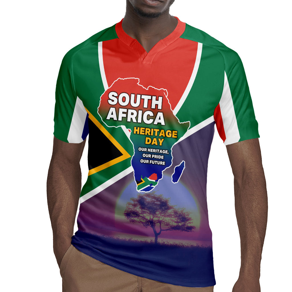 South Africa Heritage Day Rugby Jersey Celebrating Roots Flag Map Sunset Savanna
