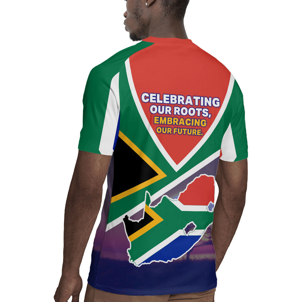 South Africa Heritage Day Rugby Jersey Celebrating Roots Flag Map Sunset Savanna