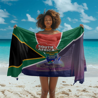 South Africa Heritage Day Sarong Celebrating Roots Flag Map Sunset Savanna